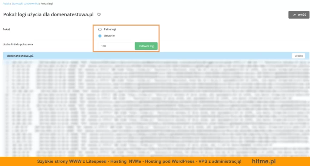 directadmin pokaz logi evolution