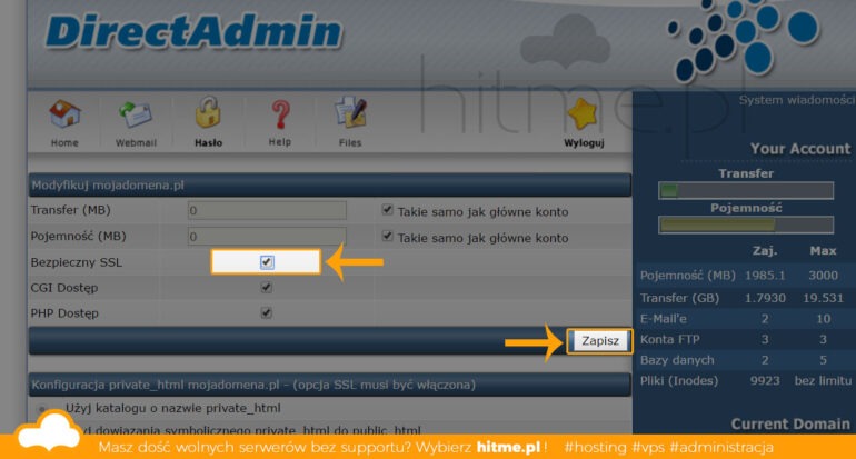 p instalacja ssl letsencrypt directadmin