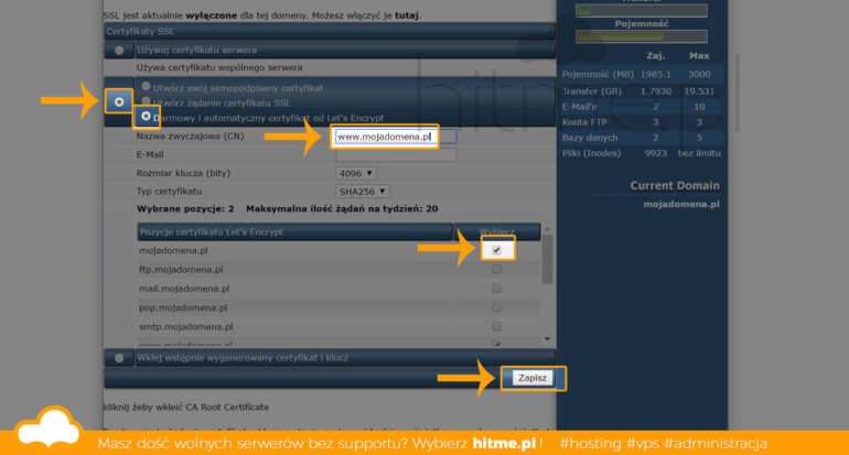 p instalacja ssl letsencrypt ustawienia directadmin