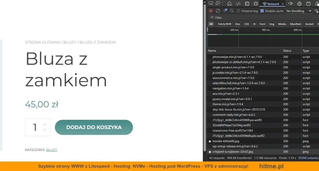 woocommerce bez cache wynik predkosc