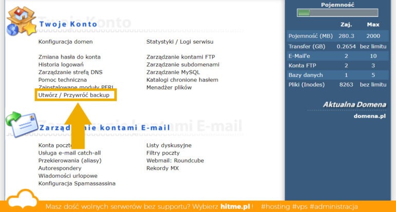 Przywracanie kopii zapasowej directadmin