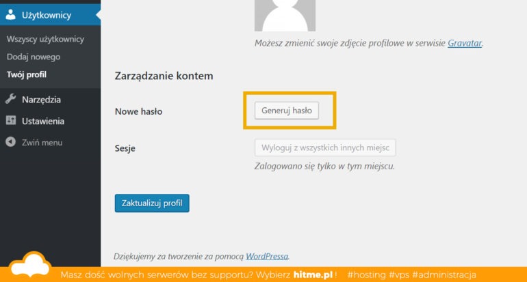 bezpieczne nowe hasło do wordpress