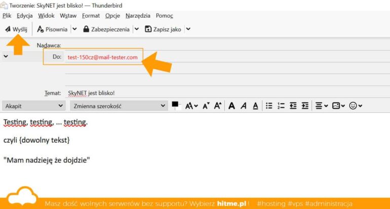 mailtester wysyłania e-mail