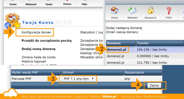 zmiana PHP dla domeny directadmin