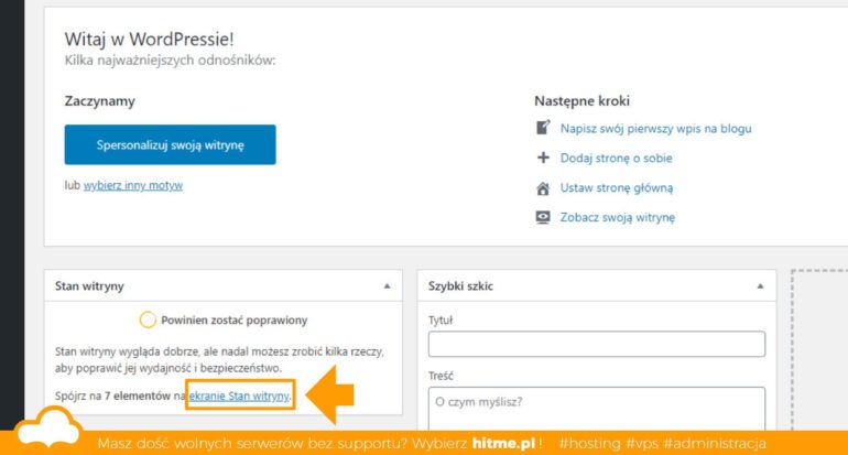 Ekran stan witryny wordpress