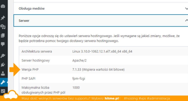 bieżąca wersja php directadmin