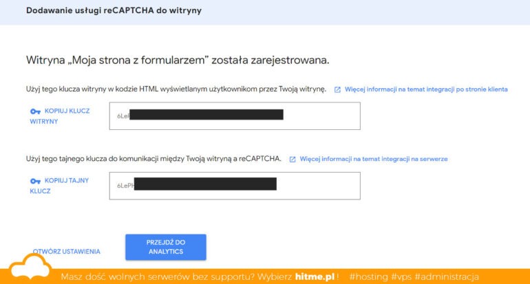 klucz witryny recaptcha tajny