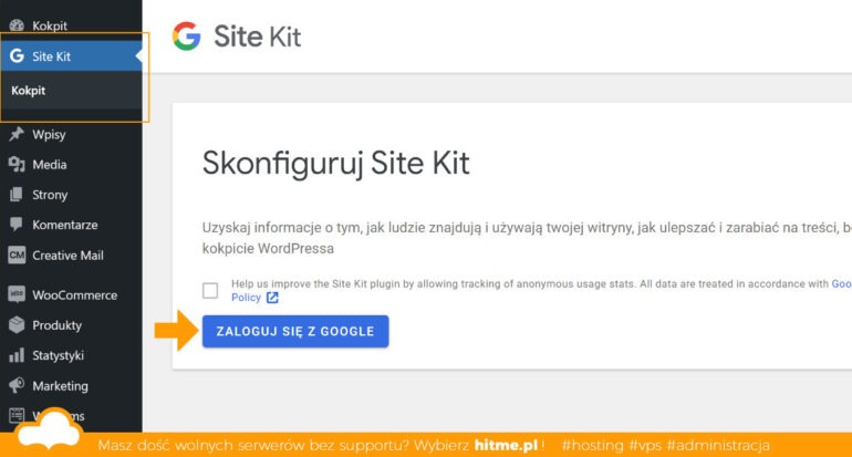 połączenie sitekit google