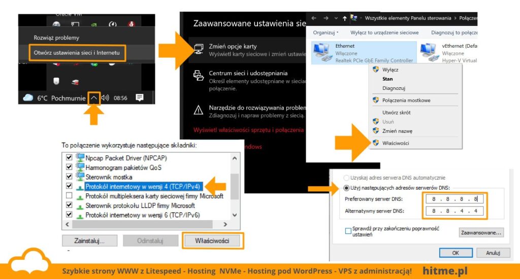 win10 zmiana dns
