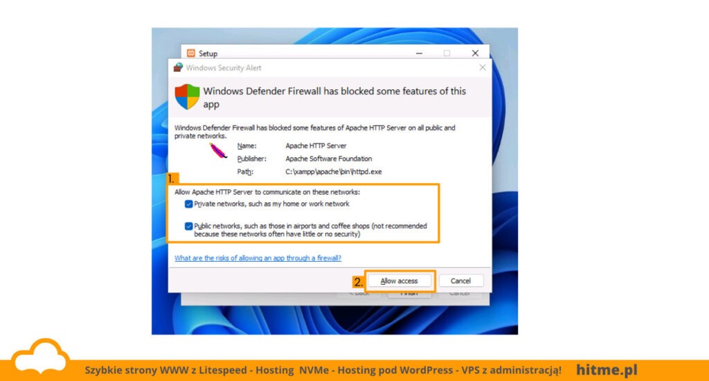 xampp instalacja firewall zapora windows