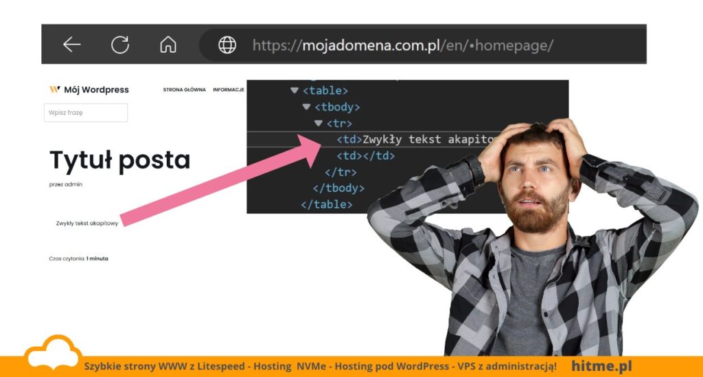 wp niepotrzebne elementy tagi html na stronie text 