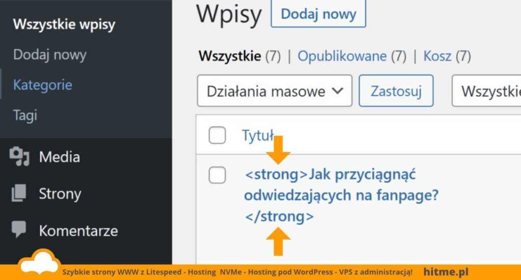 wp wklej style tekst strong wordpress problem 1