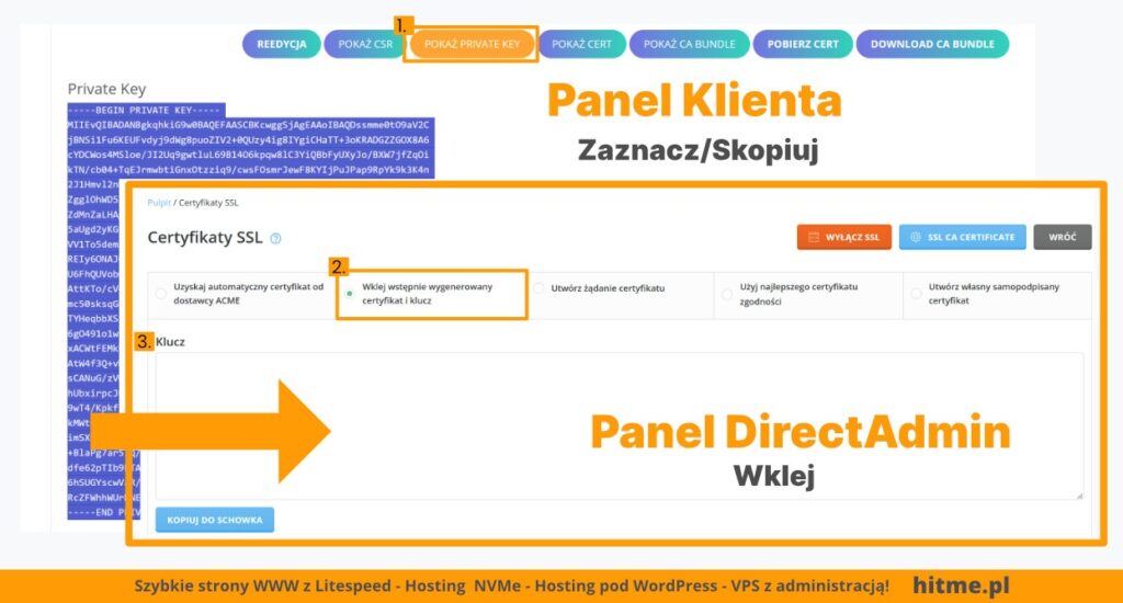 wklejanie klucza prywatnego