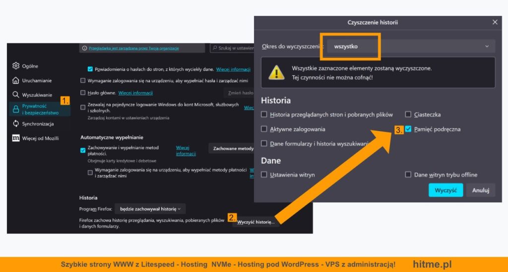 czyszczenie cache przeglądarki firefox