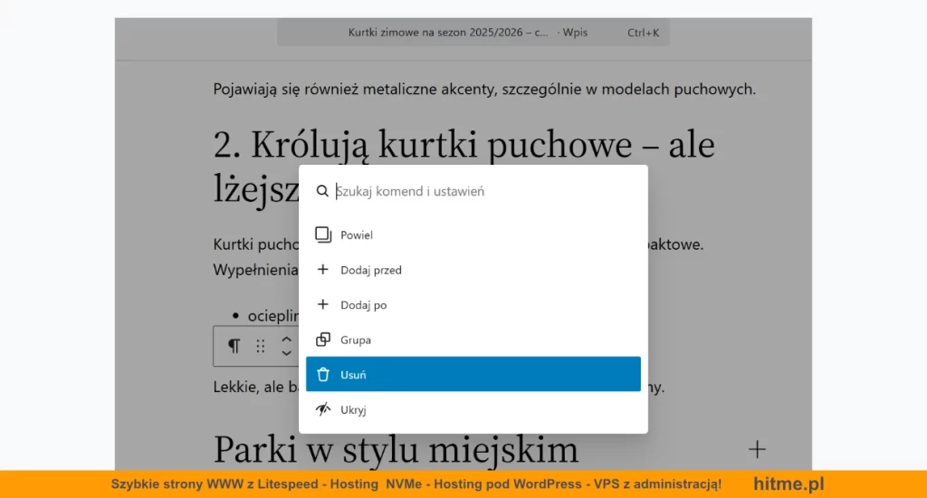 wordpress 6 9 paleta komend