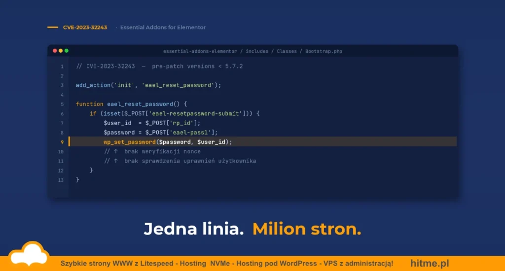 jedna linia milion stron cve
