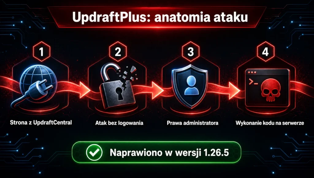 krytyczna luka w updraftplus cve 2026 10795 infografika atak 16x9 gpt2 v2